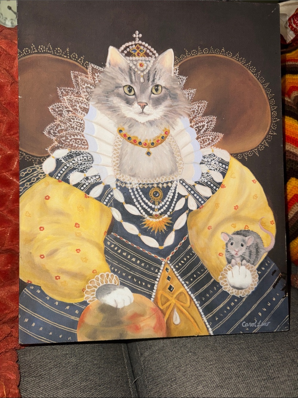 Vintage Carol Lew "Royal Cat" Canvas Wall Art Print | Art in Motion Queen Feline